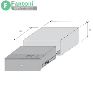 کشو ایمنی با قفل اثر انگشت داخل کمد و میز فانتونی | کد J407 / J408 | عرض 480 و 580 میلی‌متر