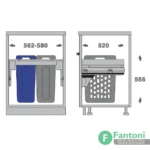 سطل توکار ریلی رخت چرک لاندری فانتونی Q060 سبد لباس کثیف دوقلو ریلی فانتونی Q060