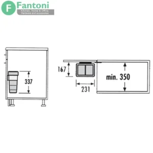 سطل چند منظوره متصل به درب هایلو فانتونی Q070 سطل زباله ۸ لیتری هایلو متصل به درب فانتونی Q070