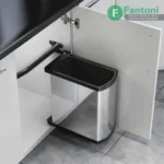 سطل زباله لولایی با بدنه استیل ضد لک فانتونی Q145 سطل چند منظوره توکار لوالیی هایلو مدل آنو جهت یونیت عرض 450mm فانتونی Q145