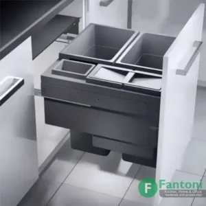 سطل چند منظوره توکار متصل به بدنه مدل هایلو یوروکارگواس سی جهت یونیت عرض 600mm فانتونی Q260 سطل بازیافت دوقلو با 4 مخزن جدا ریلی متصل به بدنه هایلو فانتونی Q260