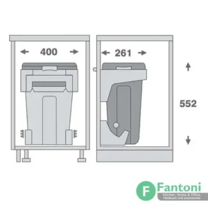 سطل چند منظوره توکار جهت یونیت عرض 450mm فانتونی Q400 سبد لباس کثیف داشبوردی فانتونی Q400