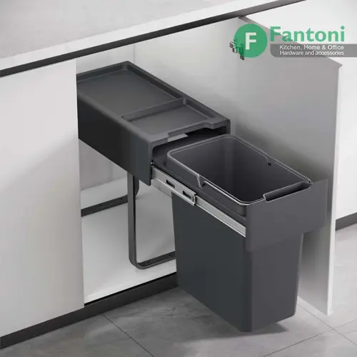 Q430 سطل چند منظوره توکار متصل به کف تک سطلی فانتونی جهت یونیت عرض 300mm فانتونی Q430 سطل آشغال ریلی تک مخزن یونیت 30 سانت فانتونی Q430