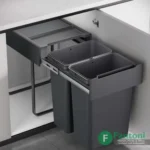 سطل چند منظوره توکار متصل به کف دو سطلی فانتونی Q540 سطل آشغال دوقلو ریلی مخصوص یونیت 40 سانت فانتونی Q540