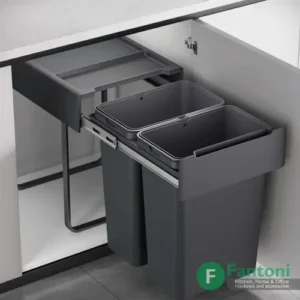 سطل چند منظوره توکار متصل به کف دو سطلی فانتونی Q540 سطل آشغال دوقلو ریلی مخصوص یونیت 40 سانت فانتونی Q540