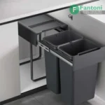 سطل چند منظوره توکار متصل به کف دو سطلی فانتونی Q545 سطل زباله دوقلو ریلی بزرگ جهت یونیت عرض 45 سانت فانتونی Q545