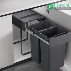 سطل چند منظوره توکار متصل به کف دو سطلی فانتونی Q545 سطل زباله دوقلو ریلی بزرگ جهت یونیت عرض 45 سانت فانتونی Q545