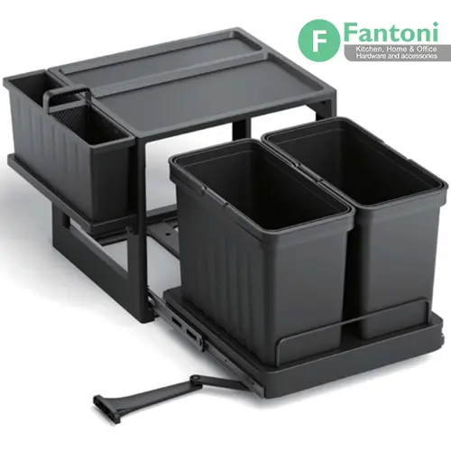 Q760 سطل چند منظوره توکار متصل به کف دو سطلی جهت یونیت عرض 600mm فانتونی Q760 سطل تفکیک زباله ریلی پهن فانتونی Q760 سطل تفکیک زباله ریلی پهن فانتونی Q760 | مناسب یونیت ۶۰ سانت، ۴۰ لیتر ظرفیت