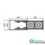 سطل چند منظوره توکار متصل به کف دو سطلی جهت یونیت عرض 300mm فانتونی Q935 سطل ریلی دوقلو مخصوص برنج و غلات فانتونی Q935