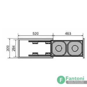 سطل چند منظوره توکار متصل به کف دو سطلی جهت یونیت عرض 300mm فانتونی Q935 سطل ریلی دوقلو مخصوص برنج و غلات فانتونی Q935