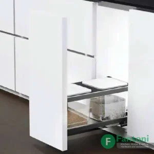 سطل چند منظوره توکار متصل به کف دو سطلی جهت یونیت عرض 300mm فانتونی Q935 سطل ریلی دوقلو مخصوص برنج و غلات فانتونی Q935