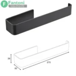 هولدر حوله دست 270mm یک طرفه باز چسبی رنگ مشکی مات مدل C فانتونی S023 آویز حوله دست چسبی سایز متوسط فانتونی S023 جا حوله مشکی مات فانتونی مدل S023 | نصب چسبی مدرن آویز حوله دست چسبی سایز متوسط فانتونی S023