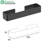 هولدر حوله دست 250mm یک طرفه باز چسبی رنگ مشکی مات مدل C فانتونی S024 آویز حوله دست چسبی سایز متوسط فانتونی S024