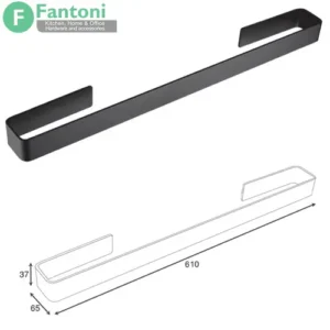 هولدر حوله دست 610mm رینگ چسبی رنگ مشکی مات مدل C فانتونی S025 آویز حوله دست چسبی سایز بزرگ فانتونی S025