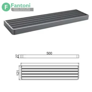 شلف حمام یک طبقه پیچی رنگ نوک مدادی مدل H فانتونی S076 جای شامپو و صابون حمام رنگ خاکستری خاص مدل پیچی فانتونی S076
