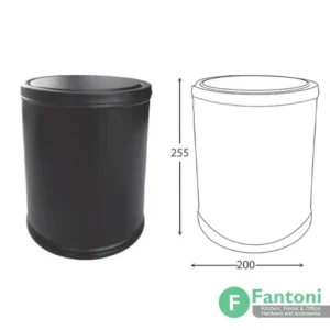 سطل سرویس بهداشتی گرد درب الاکلنگی رنگ مشکی مات مدل M فانتونی S501 سطل زباله کوچک مشکی مخصوص سرویس بهداشتی فانتونی S501