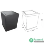 سطل سرویس بهداشتی مربعی درب الاکلنگی رنگ مشکی مات مدل M فانتونی S502 سطل زباله کوچک مشکی مدل مربعی مخصوص سرویس بهداشتی فانتونی S502