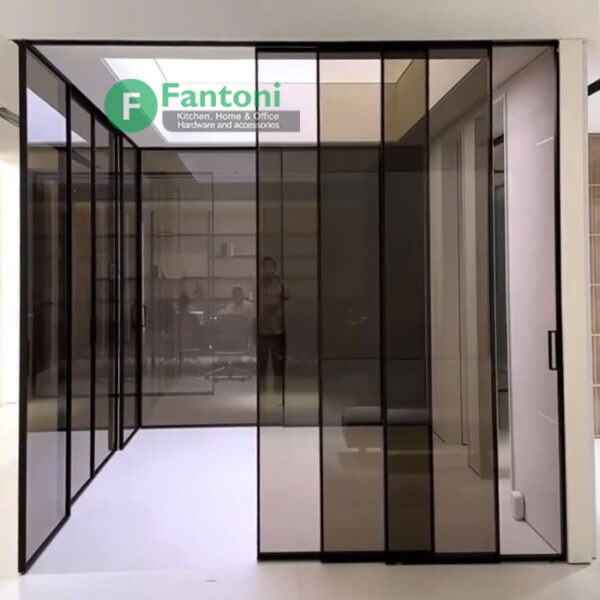 مکانیزم لینکیج تک جداره 3600mm سه درب متحرک پروفیل آلومینیومی ساختمانی دستی با عرض درب 600-1200mm فانتونی K303 - Image 2