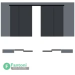 مکانیزم روف هنگ 3600mm دو درب متحرک دو درب ثابت چوبی تک جداره ساختمانی متقارن برقی سینکرونایز با عرض درب 1100-1200mm فانتونی K088