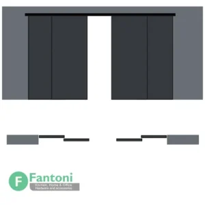 مکانیزم روف هنگ 3600mm دو درب متحرک دو درب ثابت چوبی تک جداره ساختمانی متقارن برقی سینکرونایز با عرض درب 1100-1200mm فانتونی K088