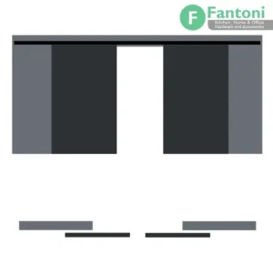 مکانیزم وال هنگ 5400mm دو درب چوبی تک جداره ساختمانی متقارن برقی سینکرونایز با عرض هر درب 1100-1200mm فانتونی K092 مکانیزم های وال هنگ دو درب سینکرونایز برقی