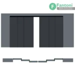 K096 مکانیزم درب های لینکیج برقی مگنتیک سینکرونایز چهار درب متحرک و دو درب ثابت (چوبی متقارن با عرض حداکثر 720 ) فانتونی مکانیزم روف هنگ 7200mm چهار درب متحرک دو درب ثابت تک چوبی تک جداره ساختمانی متقارن برقی سینکرونایز با عرض درب 1100-1200mm فانتونی K096