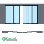 مکانیزم روف هنگ 7200mm چهار درب متحرک دو درب ثابت تک چوبی تک جداره پروفیل آلومینیومی ساختمانی متقارن برقی سینکرونایز با عرض درب 1100-1200mm فانتونی K097