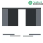 مکانیزم وال هنگ 5400mm دو درب چوبی دو جداره ساختمانی متقارن برقی سینکرونایز با عرض هر درب 1100-1200mm فانتونی K186 مکانیزم های وال هنگ دو درب سینکرونایز دو جداره برقی