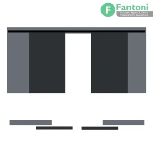 مکانیزم وال هنگ 5400mm دو درب چوبی دو جداره ساختمانی متقارن برقی سینکرونایز با عرض هر درب 1100-1200mm فانتونی K186 مکانیزم های وال هنگ دو درب سینکرونایز دو جداره برقی