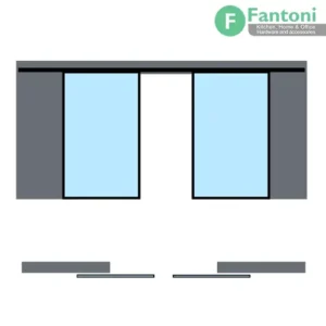 مکانیزم وال هنگ 5400mm دو درب پروفیل آلومینیومی دو جداره شیشه ساختمانی متقارن برقی سینکرونایز با عرض هر درب 1100-1200mm فانتونی K187