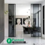 مکانیزم های روف هنگ دو درب سینکرونایز دستی فانتونی مکانیزم روف هنگ 4800mm دو درب تک جداره پروفیل آلومینیومی ساختمانی متقارن دستی سینکرونایز با عرض درب 700-1200mm فانتونی K195