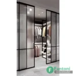 مکانیزم های روف هنگ دو درب سینکرونایز دستی فانتونی مکانیزم روف هنگ 4800mm دو درب تک جداره پروفیل آلومینیومی ساختمانی متقارن دستی سینکرونایز با عرض درب 700-1200mm فانتونی K195