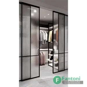 مکانیزم های روف هنگ دو درب سینکرونایز دستی فانتونی مکانیزم روف هنگ 4800mm دو درب تک جداره پروفیل آلومینیومی ساختمانی متقارن دستی سینکرونایز با عرض درب 700-1200mm فانتونی K195