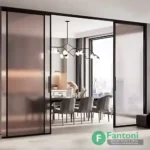 مکانیزم های روف هنگ دو درب سینکرونایز دستی فانتونی مکانیزم روف هنگ 4800mm دو درب تک جداره پروفیل آلومینیومی ساختمانی متقارن دستی سینکرونایز با عرض درب 700-1200mm فانتونی K195