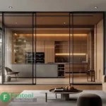 مکانیزم های روف هنگ دو درب سینکرونایز دستی فانتونی مکانیزم روف هنگ 4800mm دو درب تک جداره پروفیل آلومینیومی ساختمانی متقارن دستی سینکرونایز با عرض درب 700-1200mm فانتونی K195