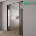 مکانیزم های روف هنگ دو درب سینکرونایز دستی فانتونی مکانیزم روف هنگ 4800mm دو درب تک جداره پروفیل آلومینیومی ساختمانی متقارن دستی سینکرونایز با عرض درب 700-1200mm فانتونی K195