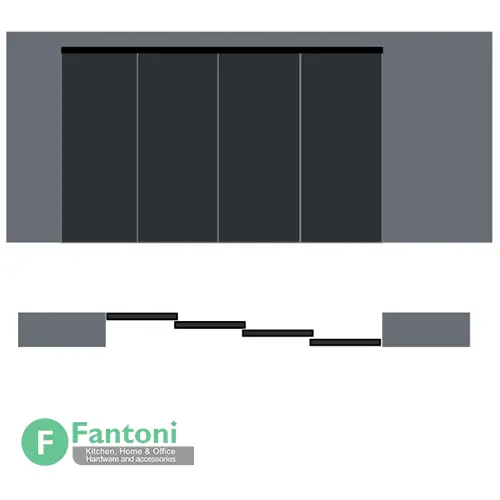 k204 مکانیزم لینکیج تک جداره 4800mm چهار درب متحرک چوبی ساختمانی دستی با عرض درب 600-1200mm فانتونی K204