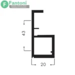 i210 پروفیل درب کمد و کابینت مدل ایتالین پلاس رنگ مشکی مات 2800mm
