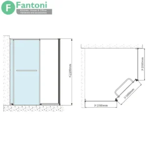 خرید با تخفیف مکانیزم و پروفیل کابین دوش مدل Corner Diamond in Flying Door راست بازشو ارتفاع 2100mm و عرض 1500mm | مکانیزم پروفیل کابین دوش مدل Corner Diamond in Flying Door فانتونی