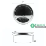 قاب داکت گرد رومیزی فانتونی مدل T382 عمق 22mm و قطر 67mm