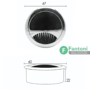قاب داکت گرد رومیزی فانتونی مدل T382 عمق 22mm و قطر 67mm
