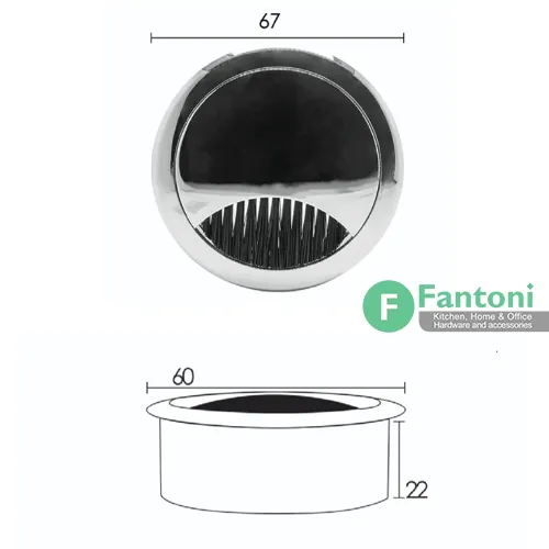 T382-1 قاب داکت گرد رومیزی فانتونی مدل T382 عمق 22mm و قطر 67mm