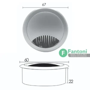 قاب داکت گرد رومیزی رنگ سیلور پودری فانتونی T383 | دریچه کابل توکار