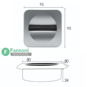 دریچه کابل مربعی سیلور فانتونی مدل T391 | قاب داکت رومیزی توکار قاب داکت مربع رومیزی رنگ سیلور PVC فانتونی T391