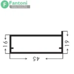 i220 پروفیل درب کمد و کابینت مدل ژرمن استایل رنگ مشکی مات 4000mm