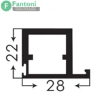 i280 پروفیل عمودی درب کمد و کابینت مدل پرشین استایل رنگ نوک مدادی مات 3000mm