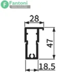 i282 پروفیل افقی بالا و پایین درب کمد و کابینت مدل پرشین استایل رنگ نوک مدادی مات 2400mm