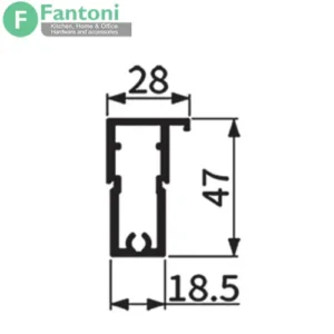 i282 پروفیل افقی بالا و پایین درب کمد و کابینت مدل پرشین استایل رنگ نوک مدادی مات 2400mm