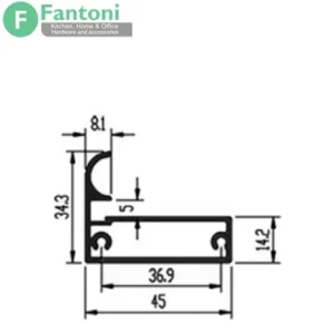 i320 پروفیل درب کمد و کابینت مدل آمریکن استایل رنگ مشکی مات