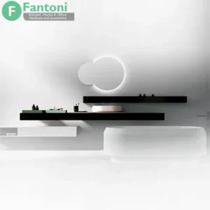 شلف آلومینیومی دیواری مدل T فانتونی (مشکی مات - با قابلیت نورپردازی)
